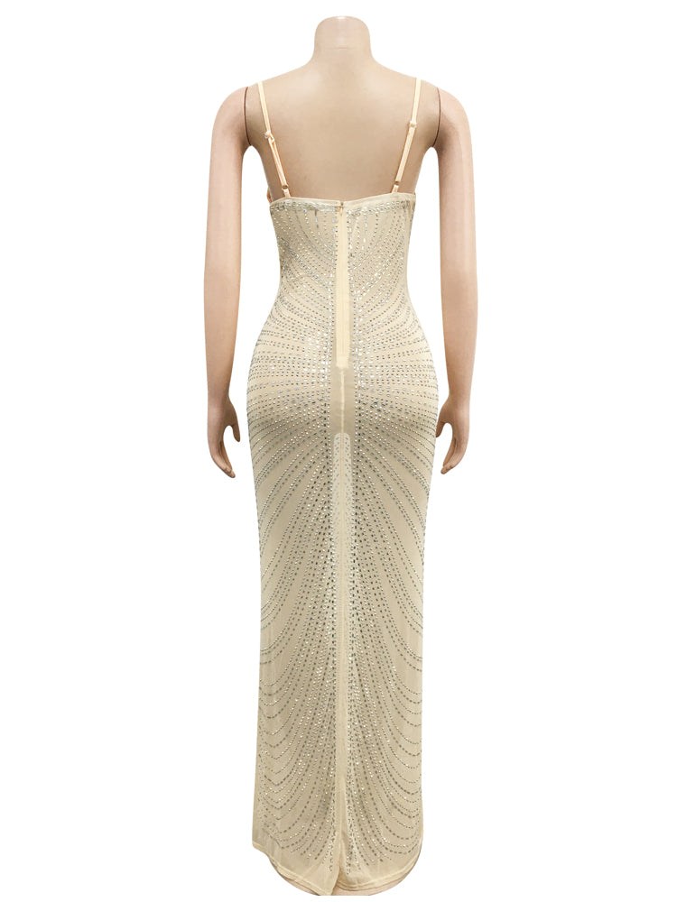 the MARILYN Dress - Sparkle Mesh Sheer Rhinestones Maxi Dress