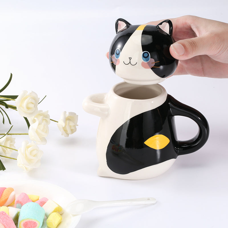 the HAPPY CAT - Cartoon Cat Coffee Mug