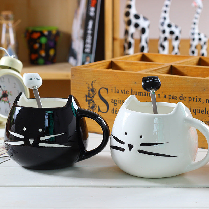 the COFFEE CAT - Ceramic Cute Cat Mugs with Spoon Coffee