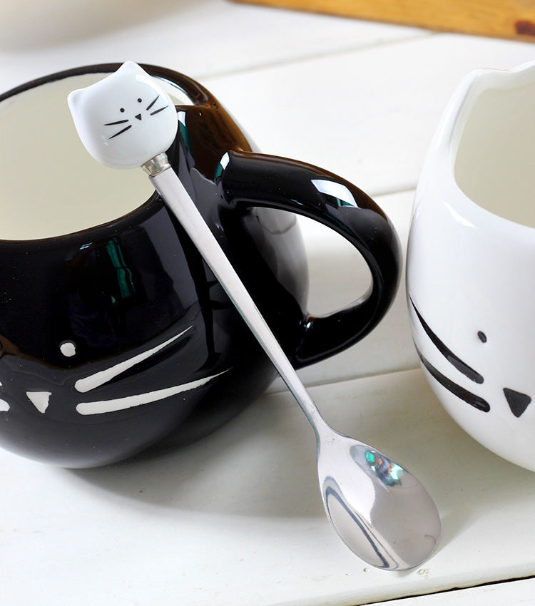 the COFFEE CAT - Ceramic Cute Cat Mugs with Spoon Coffee