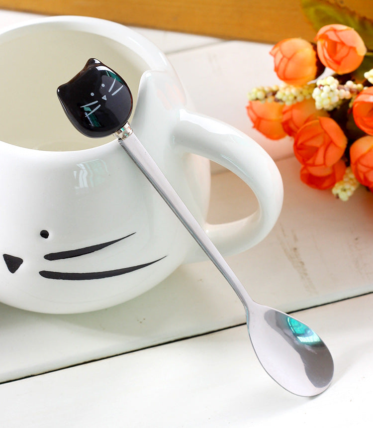 the COFFEE CAT - Ceramic Cute Cat Mugs with Spoon Coffee