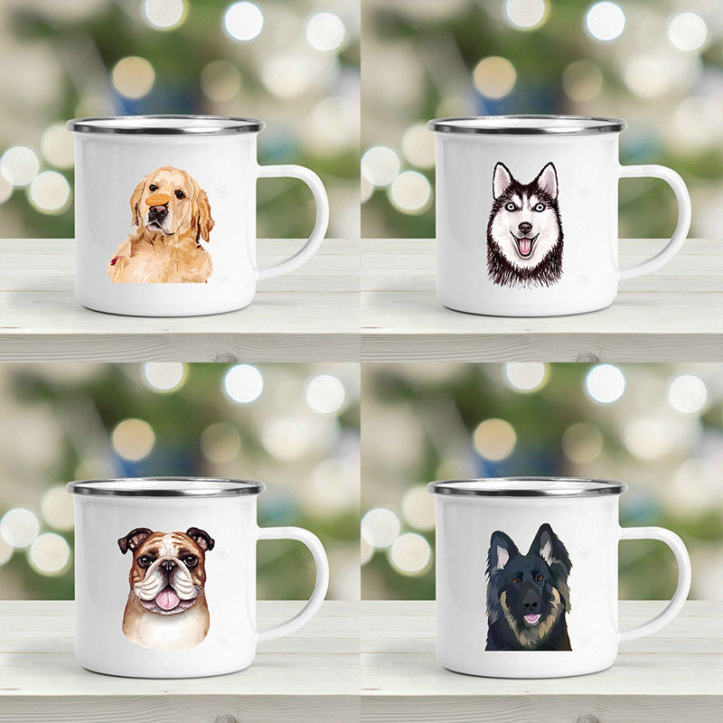 the DOGGIE MUG - Cute Dogs Printed Enamel Mugs