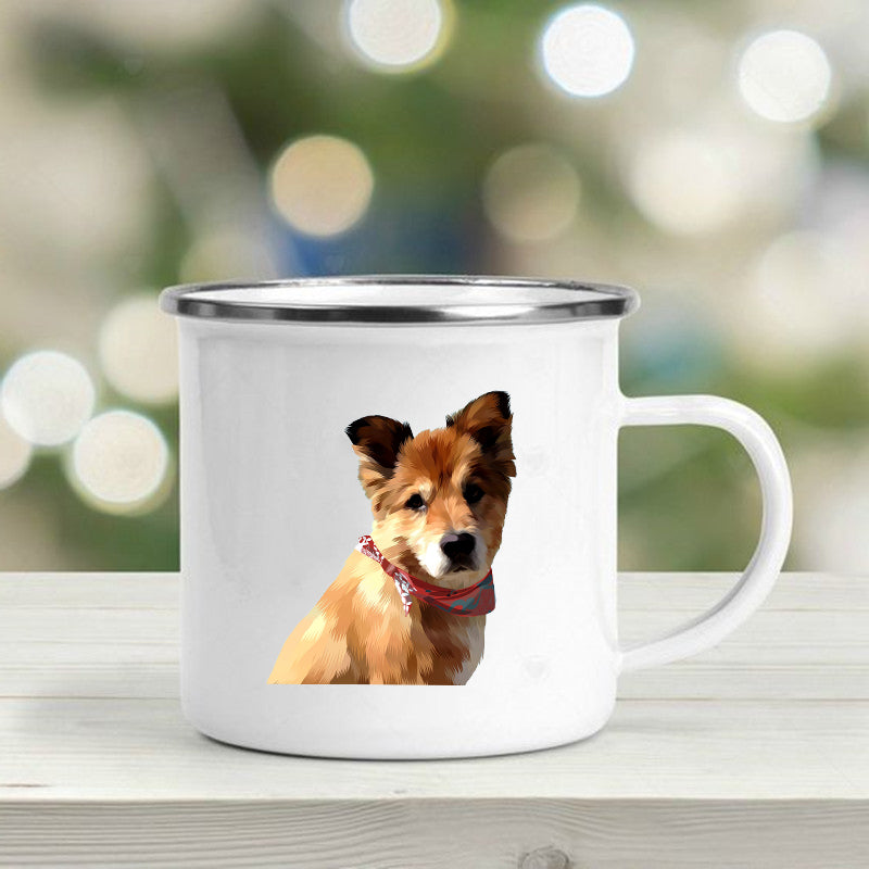 the DOGGIE MUG - Cute Dogs Printed Enamel Mugs