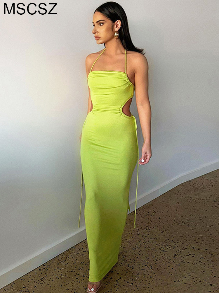 the PADMA Dress - Elegant Halter Backless Maxi Dress