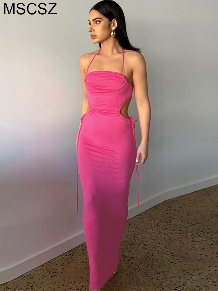 the PADMA Dress - Elegant Halter Backless Maxi Dress