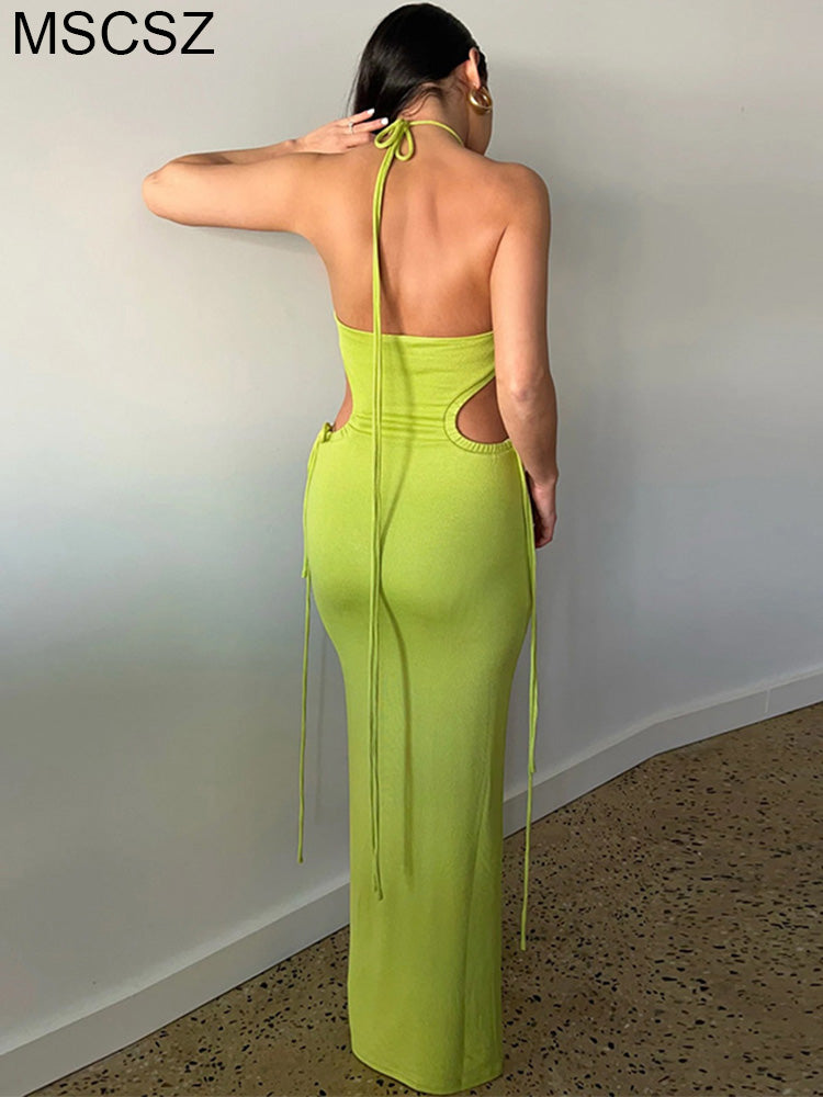 the PADMA Dress - Elegant Halter Backless Maxi Dress