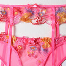 the PINK N PRETTY - Woman Embroidery 3-Piece Sensual Lingerie Set