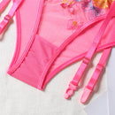 the PINK N PRETTY - Woman Embroidery 3-Piece Sensual Lingerie Set