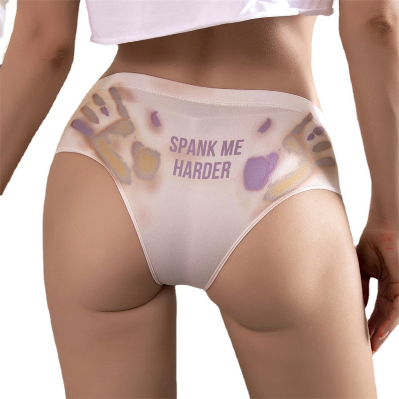 the NAUGHTY GIRL - Spoof Handprint Letter Printed Women Panties