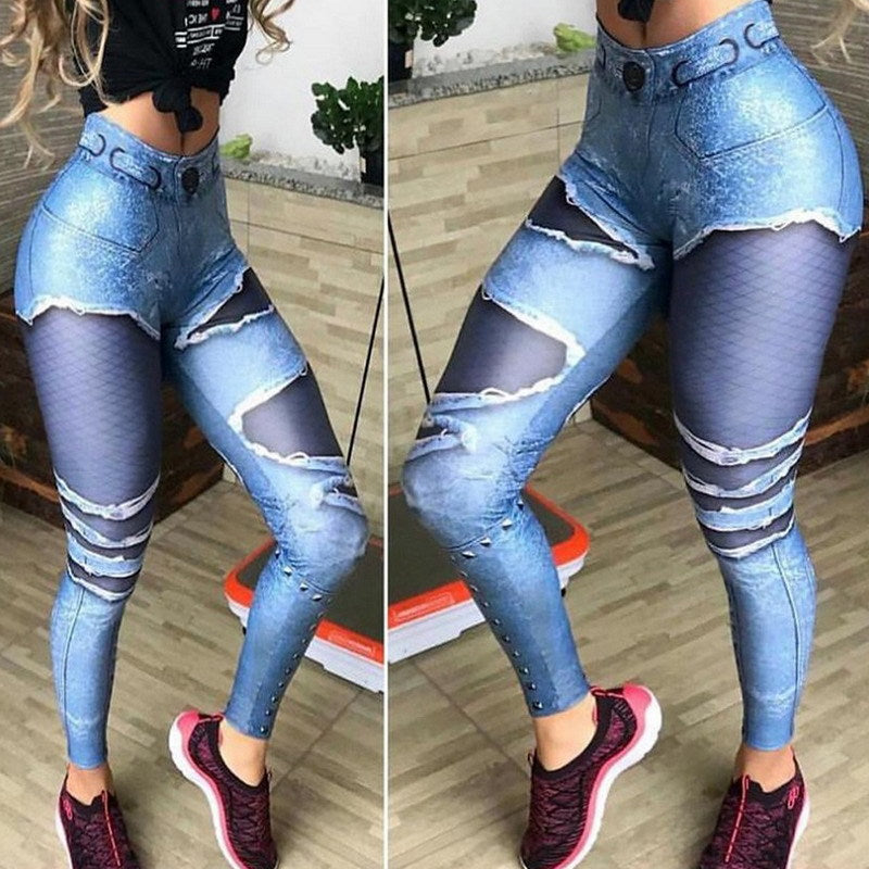 The TOMBOY - Pantyhose Mesh Jeans Print 