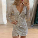 the CAMERON Dress - Women Sexy Sequins Glitter V Neck Dress