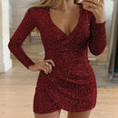 the CAMERON Dress - Women Sexy Sequins Glitter V Neck Dress