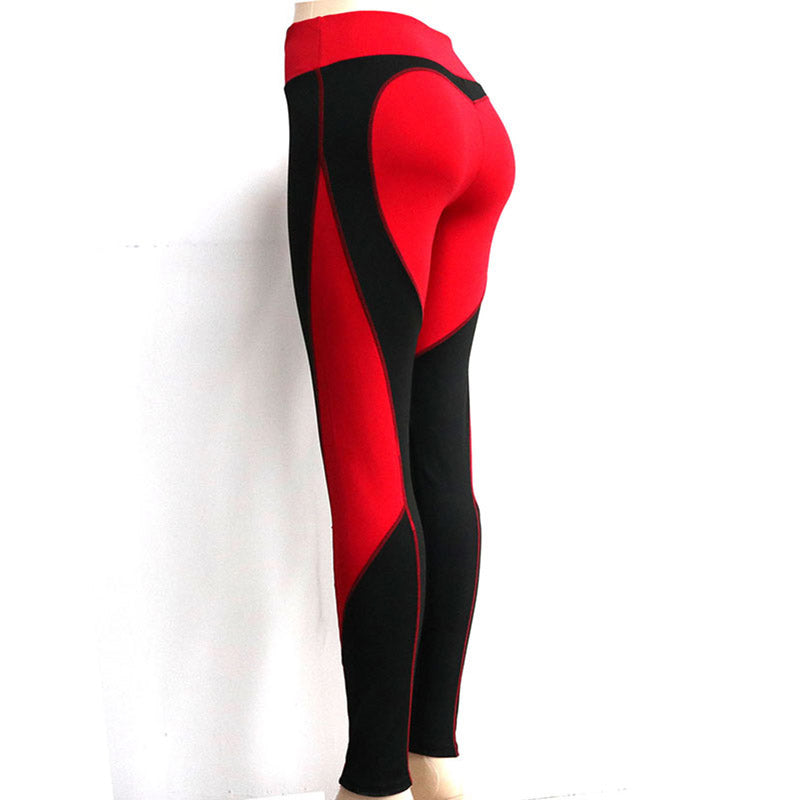 the HEARTTHROB - Heart Shape Leggings Women New Red Black Color High Waist Pants Patchwork