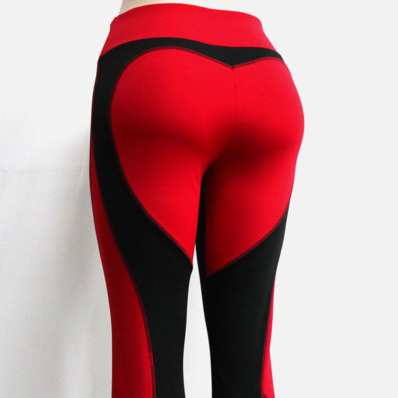 the HEARTTHROB - Heart Shape Leggings Women New Red Black Color High Waist Pants Patchwork