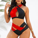 the POLKA - High Waist Bikini Split Splicing Swimwear