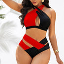 the POLKA - High Waist Bikini Split Splicing Swimwear