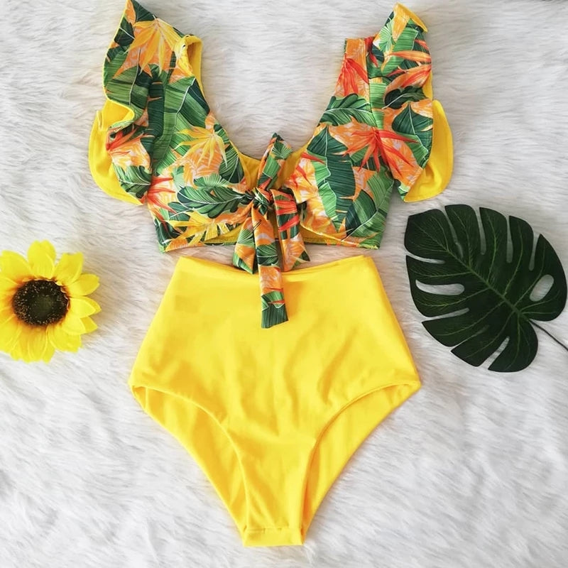 the CABANA - High Waist Ruffled Sexy Bikini Set