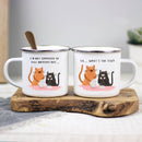the CAT GOSSIP - Not Supposed to Tell Anyone but Funny Enamel Coffee/Tea Mug
