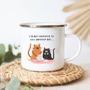 the CAT GOSSIP - Not Supposed to Tell Anyone but Funny Enamel Coffee/Tea Mug