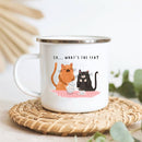the CAT GOSSIP - Not Supposed to Tell Anyone but Funny Enamel Coffee/Tea Mug