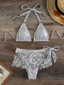 the BELLY DANCER - Showgirl Sexy Shiny Tassel Bikini Swimsuit