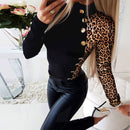 the LEOPARD LADY - Long Sleeve Button Ladies T-Shirt