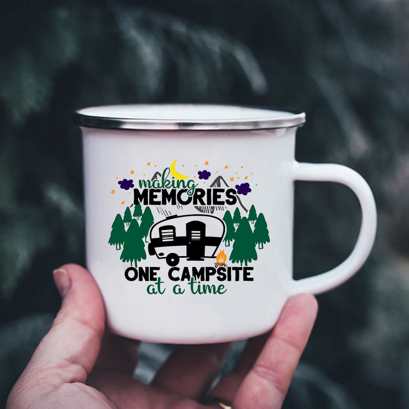 the CAMPER - Mountain Print Enamel Cups