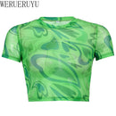 the HEARTTHROB - Sexy Mesh Crop Top Women T-Shirt