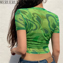 the HEARTTHROB - Sexy Mesh Crop Top Women T-Shirt