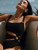 the SUNRISE -  One Piece Swimsuit Sexy Hollow Solid Women Bikini Set