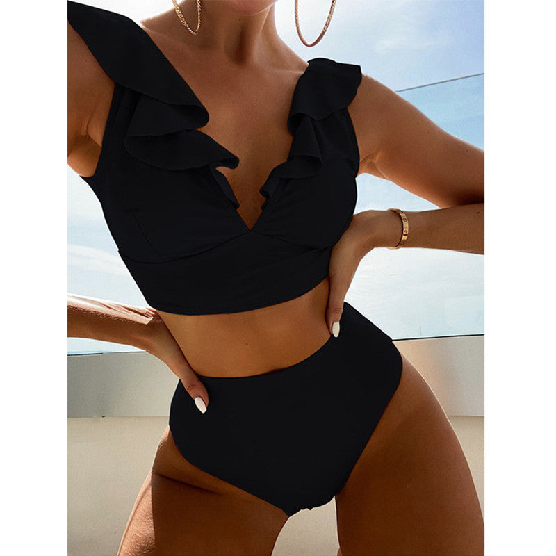 the HAMPTON - Women High Waist Swimsuit Push Up Bikini Set