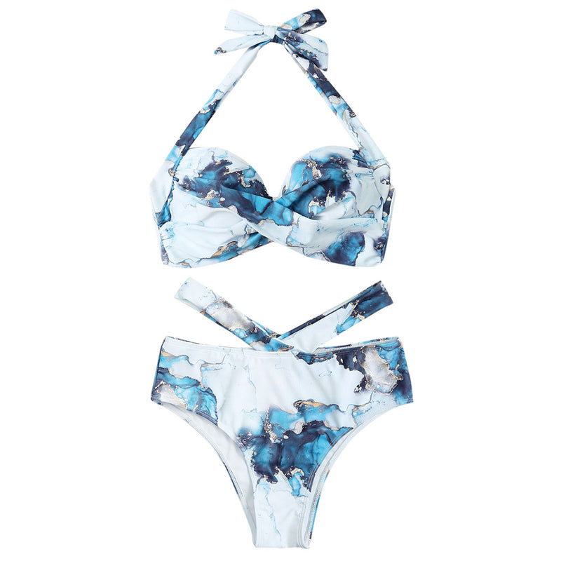 the MRS. ROBINSON - Summer Two Piece Marble Print Swimsuit