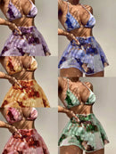 the SEABREEZE - Sexy Drawstring Marble Print 3-Piece Swimsuit