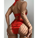 the MADISON AVENUE - Sexy Halter Hollow Cross Bikini Set