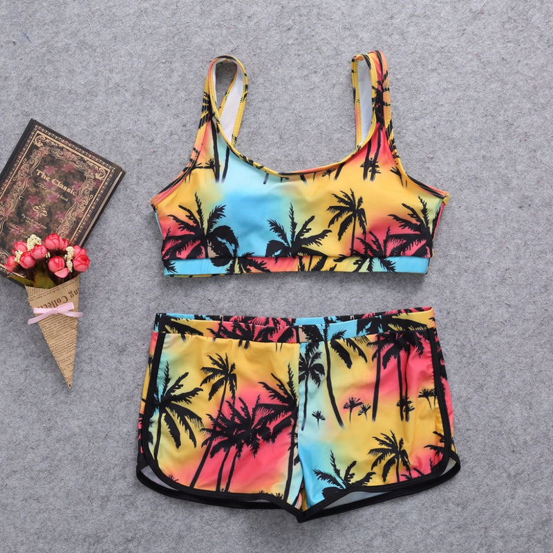 the BEACH BUM - Crop Top High Waist Floral Bikini Swimwear