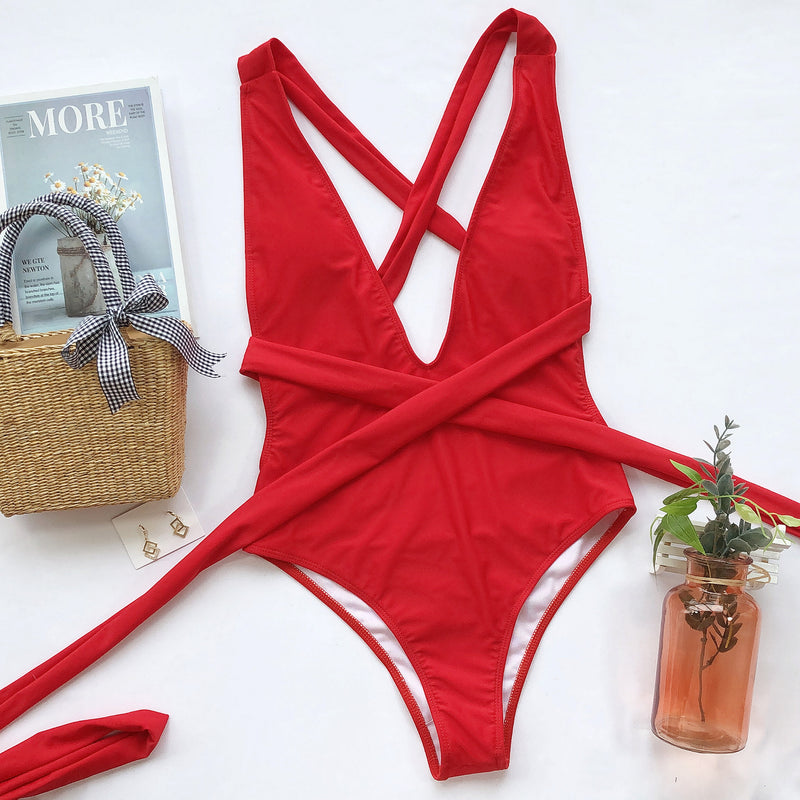 the BAYWATCH - Swimsuit Sexy V Neck One Piece Swimwear