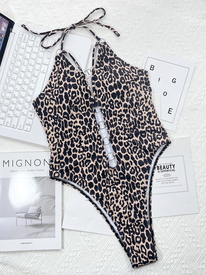 the LEOPARD - Women One Piece Leopard Swimsuit