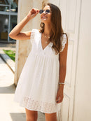 the SARAH Dress - Women Solid Hollow Out Short Dress