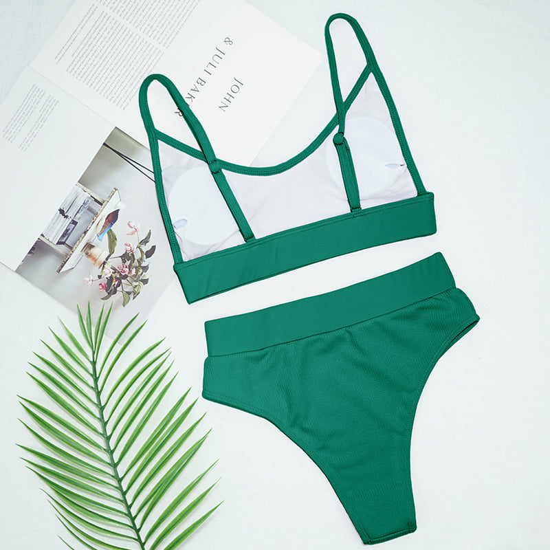 the SPORTY - Solid Rib Two Piece Push Up Bikini Set