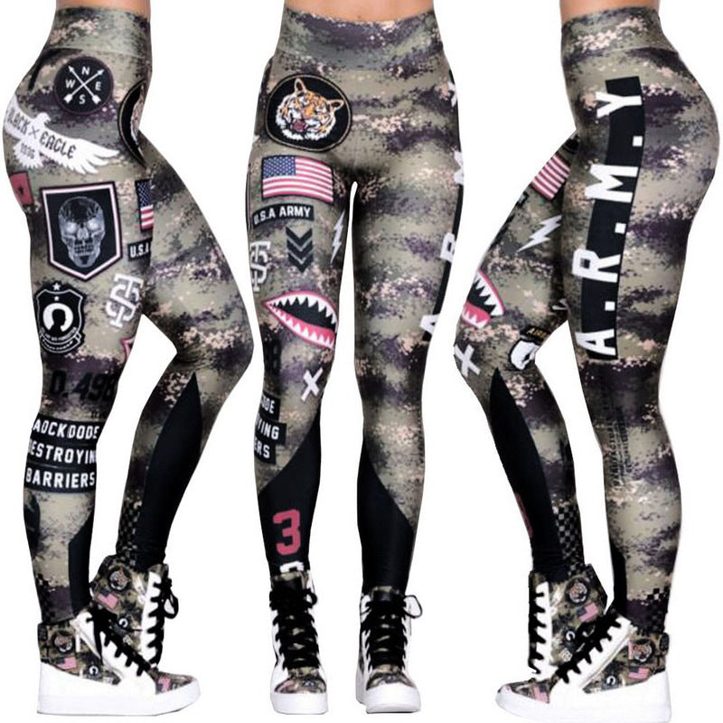 the BOMBSHELL- Sport Pants Fitness Leggings Women Gym Army Sportswear High Waist Legging Print