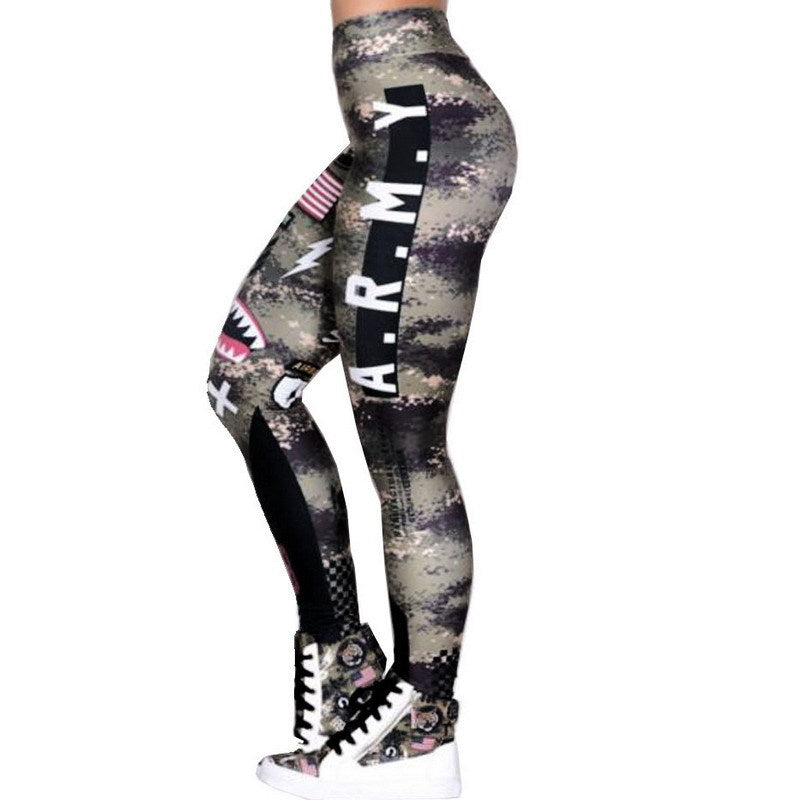 the BOMBSHELL- Sport Pants Fitness Leggings Women Gym Army Sportswear High Waist Legging Print