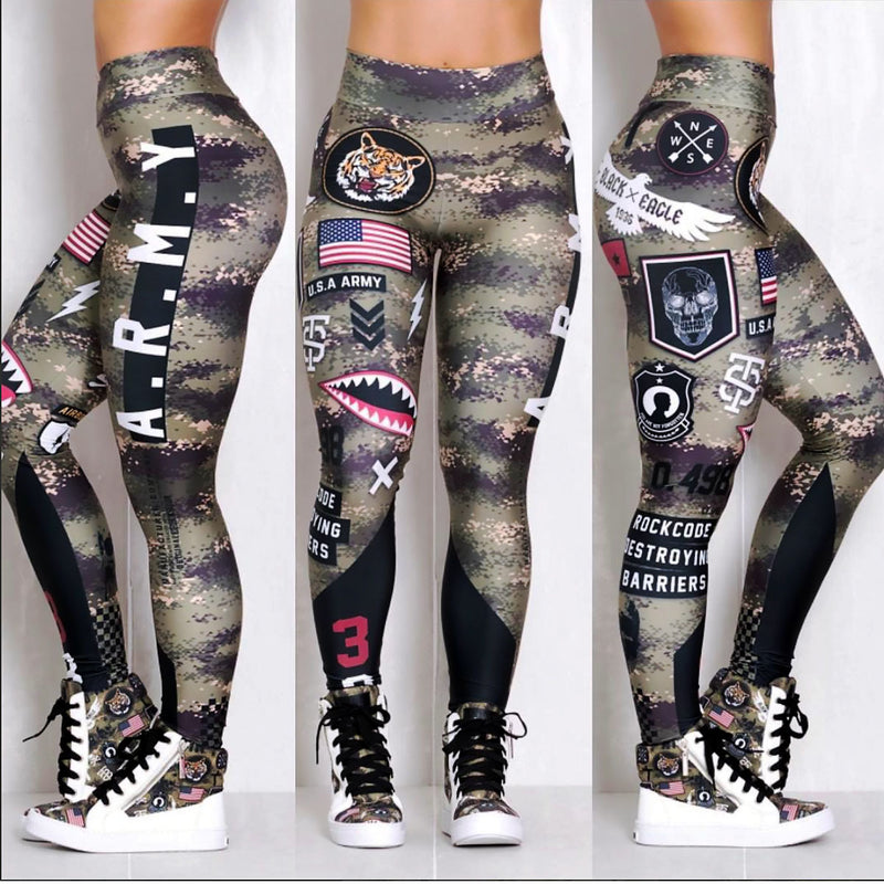 the BOMBSHELL- Sport Pants Fitness Leggings Women Gym Army Sportswear High Waist Legging Print