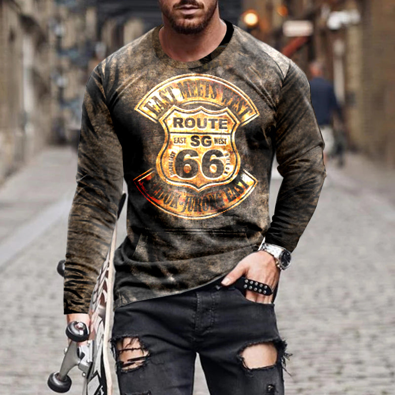 the ROUTE 66 - Spring Autumn Oversized T-Shirt for Men