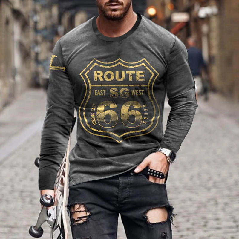 the ROUTE 66 - Spring Autumn Oversized T-Shirt for Men