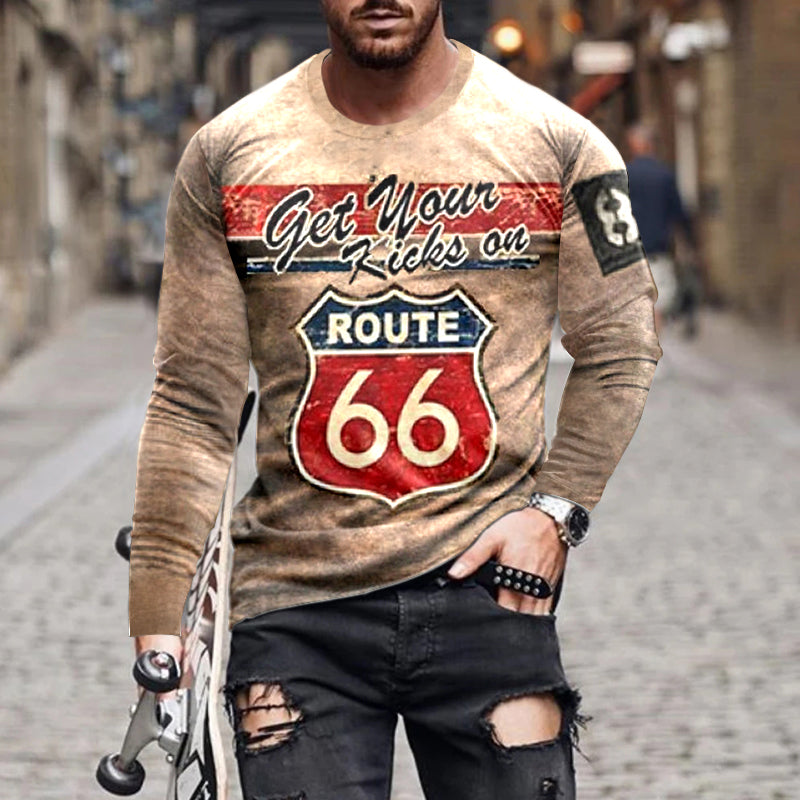 the ROUTE 66 - Spring Autumn Oversized T-Shirt for Men