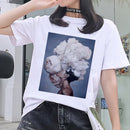 the BOUQUET BOHO - White Printed Sleeveless Women T-Shirt