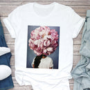 the BOUQUET BOHO - White Printed Sleeveless Women T-Shirt