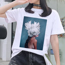 the BOUQUET BOHO - White Printed Sleeveless Women T-Shirt