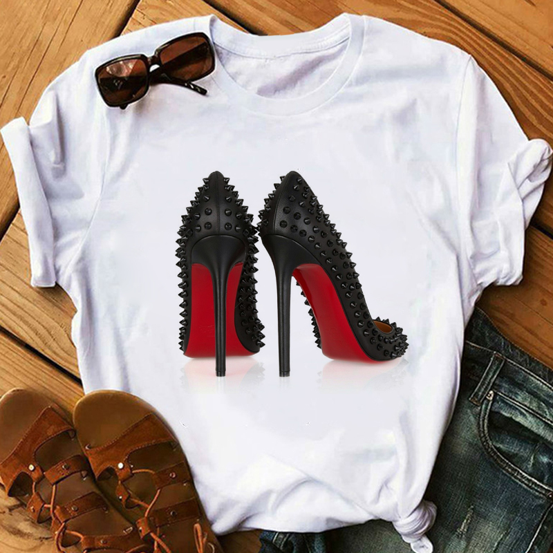 the SHOE FETISH - High Heels New Fashion Graphic Print Women Funny T-Shirts