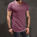 the RIPPED - Solid Color Short Sleeve Cotton T-Shirts